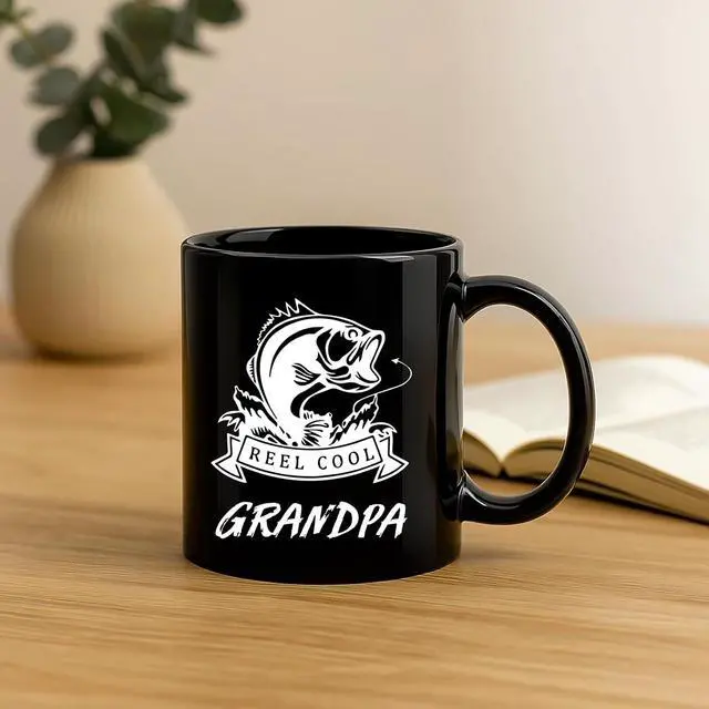 Alt view image 4 of 7 - Gifts for Grandpa, Grandpa Fishing Mug, Fathers Day Birthday Christmas Gifts for Grandfather from Grandchildren 11OZ Black