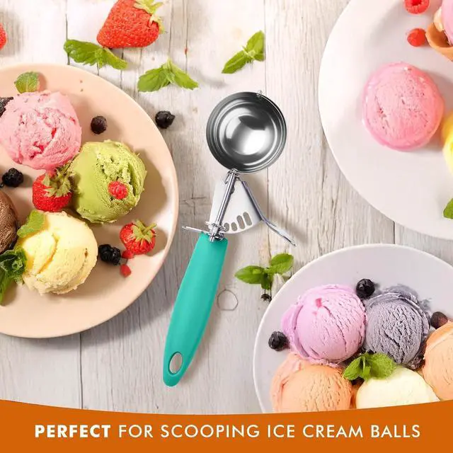 Alt view image 6 of 7 - JUNADAEL J Portion Scoop, 2.75 OZ Disher Scoop, #16 Cookie Scoops, Green Handle, for Portion Control, Cookie Dough, Cupcake Batter, Ice Cream, Muffin, Mashed Potatoes