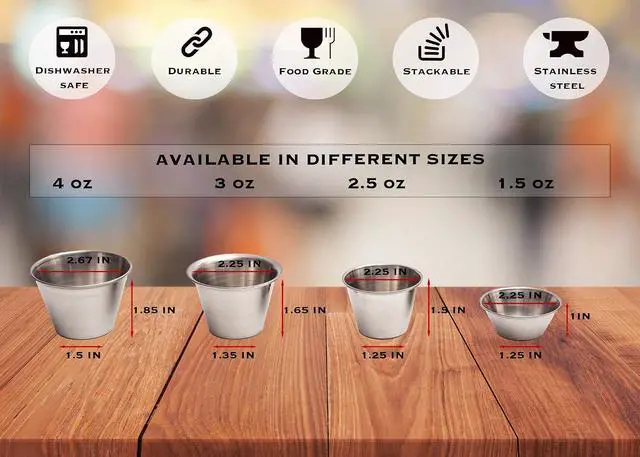 Alt view image 2 of 6 - Ramekins Stainless Steel Condiment Sauce Cups, Metal Ramekins, Commercial Grade, Multifunctional, Ideal for All Hot and Cold Sauces, Individual Portion Cups (12, 2.5 oz)