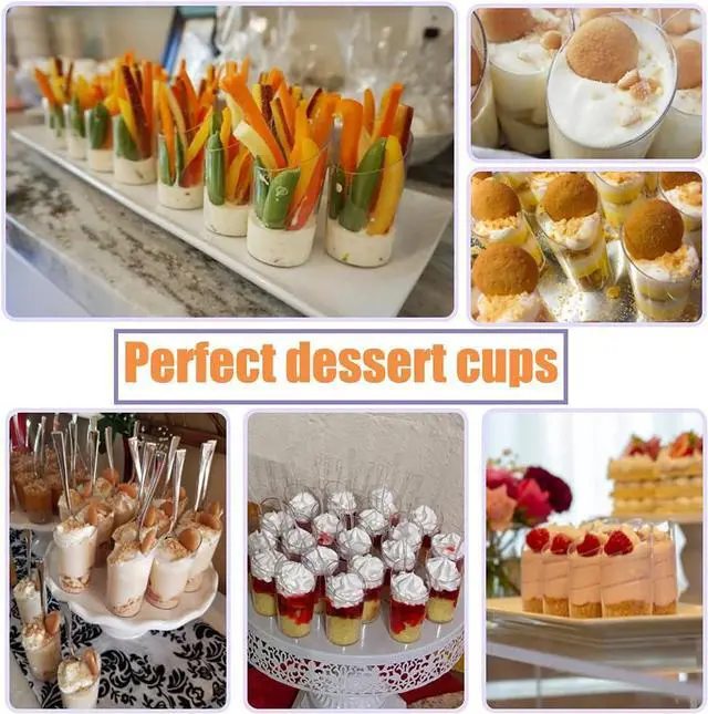 Alt view image 6 of 7 - Jnnzzggu 50Pcs Mini Dessert Cups,2.5Oz Clear Plastic Parfait Appetizer Cup,Slanted Round Cup For Desserts,Appetizers,Ice Cream