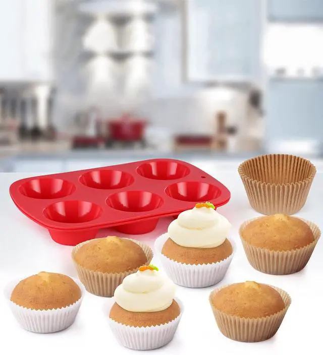 Alt view image 4 of 6 - Gifbera White Jumbo Cupcake Muffin Liners Greaseproof Parchment Paper - Odorless Baking Cups Cupcake Wrappers for Wedding Birthday Celebration Occasion (200-Count)