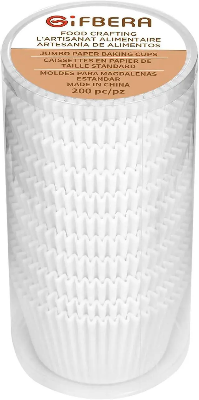 Alt view image 6 of 6 - Gifbera White Jumbo Cupcake Muffin Liners Greaseproof Parchment Paper - Odorless Baking Cups Cupcake Wrappers for Wedding Birthday Celebration Occasion (200-Count)