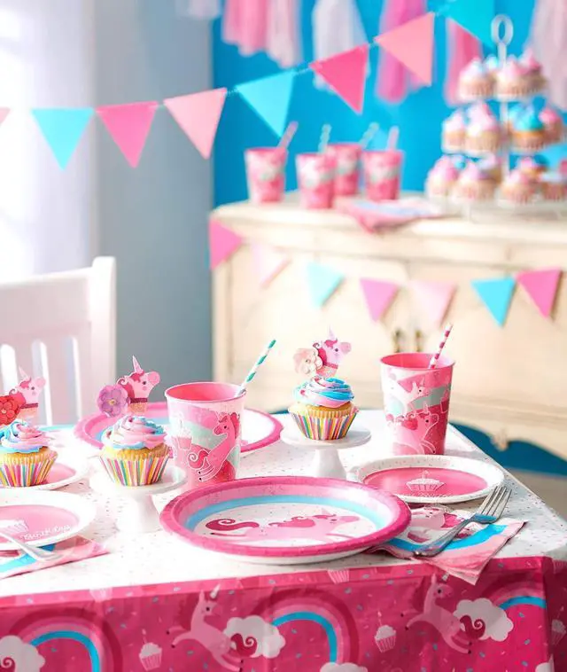 Alt view image 5 of 7 - American Greetings Unicorn Party Supplies, Paper Dessert Plates (40-Count)