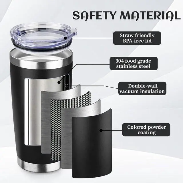 Alt view image 4 of 6 - StarSpeed 20oz Stainless Steel Travel Coffee Tumbler,Black
