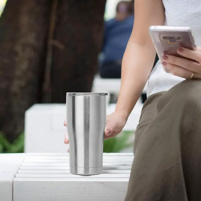 Alt view image 6 of 6 - DOMICARE 20oz Tumbler with Lid Stainless Steel Tumblers Bulk, Double Wall Vacuum Insulated Coffee Travel Mug, 1 Count (Pack of 1) Stainless Steel