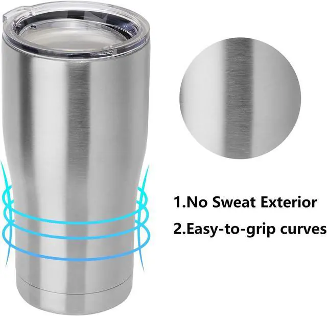 Alt view image 2 of 6 - DOMICARE 20oz Tumbler with Lid Stainless Steel Tumblers Bulk, Double Wall Vacuum Insulated Coffee Travel Mug, 1 Count (Pack of 1) Stainless Steel