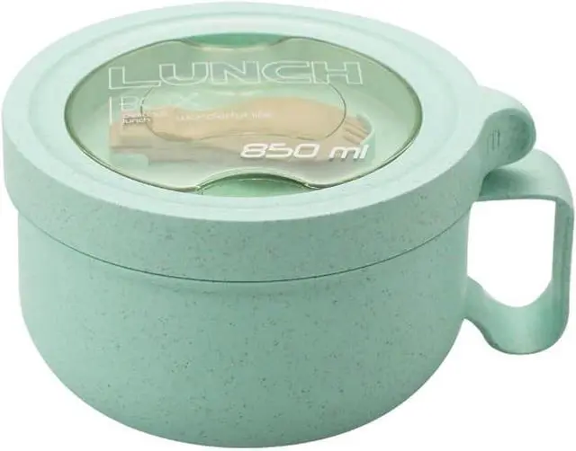 Main image of Rarapop 28.7oz Microwave Soup Bowl Containers with Lids, Wheat Straw Ramen Noodles Cup Mug for Instant Noodles,Oatmeal, Gumbo, Salad,Crunch,Cereal & More - Easy-Grip Design, Green