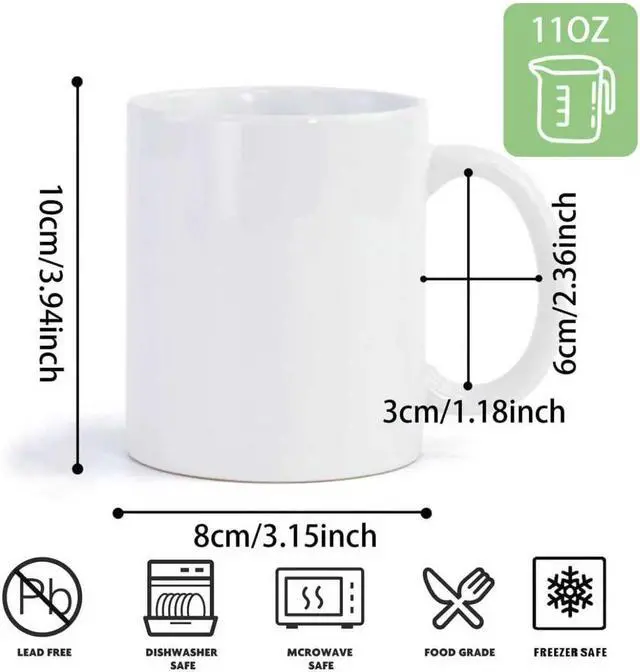 Alt view image 2 of 7 - Ceramic Coffee Mug, 11oz Sublimation Blanks Mugs Coffee Mug with Handle, Restaurant Cups for Coffee Tea Cocoa Cappuccino Cereal, Matte White