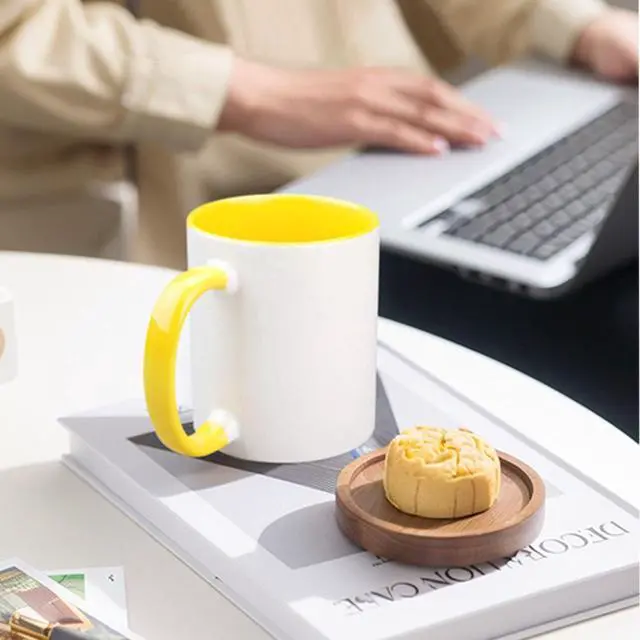 Alt view image 3 of 7 - Ceramic Coffee Mug, 11oz Sublimation Blanks Mugs Coffee Mug with Handle, Restaurant Cups for Coffee Tea Cocoa Cappuccino Cereal, Matte White