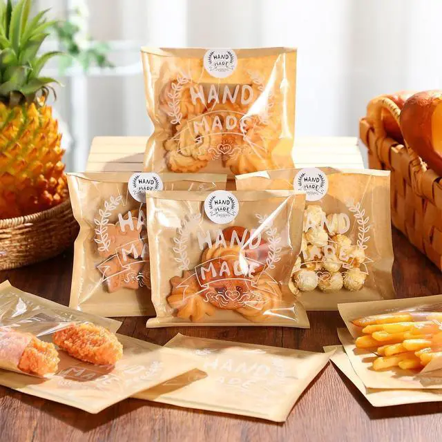 Alt view image 4 of 7 - Fuyoooo 50 Bakery Bags With Window Small Brown Bakery Bags Kraft Paper Bakery Treat Bags and Handmade Stickers for Cookie Chocolate Donut Snacks Bread Sandwich Dessert (5.5 x 5.5 Inch)