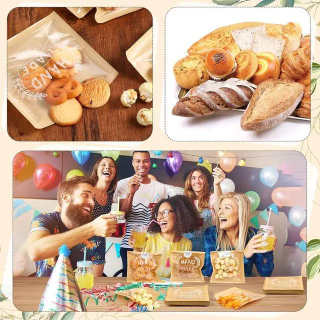 Alt view image 6 of 7 - Fuyoooo 50 Bakery Bags With Window Small Brown Bakery Bags Kraft Paper Bakery Treat Bags and Handmade Stickers for Cookie Chocolate Donut Snacks Bread Sandwich Dessert (5.5 x 5.5 Inch)