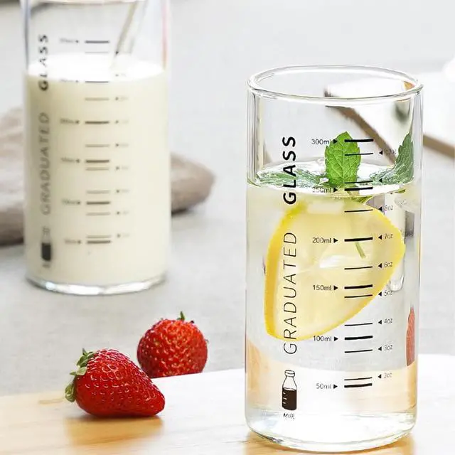 Alt view image 2 of 6 - Cup With Measurements for Drinking,10 OZ Drinking Glass With Measurements for Milk,Juice,Milkshake, Vegetable, Coffee, Ice Cream,for Elderly, Beginners, Weight Loss