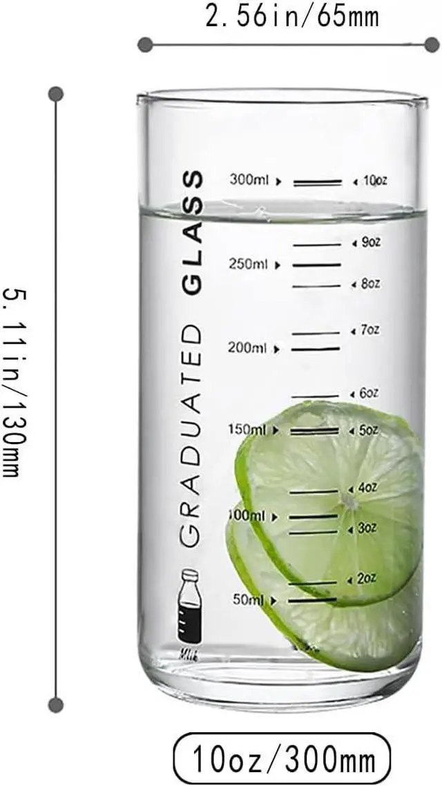 Alt view image 3 of 6 - Cup With Measurements for Drinking,10 OZ Drinking Glass With Measurements for Milk,Juice,Milkshake, Vegetable, Coffee, Ice Cream,for Elderly, Beginners, Weight Loss