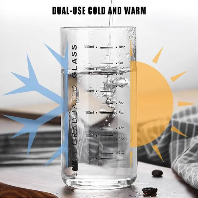Alt view image 4 of 6 - Cup With Measurements for Drinking,10 OZ Drinking Glass With Measurements for Milk,Juice,Milkshake, Vegetable, Coffee, Ice Cream,for Elderly, Beginners, Weight Loss