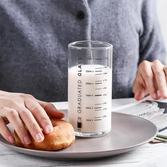 Alt view image 6 of 6 - Cup With Measurements for Drinking,10 OZ Drinking Glass With Measurements for Milk,Juice,Milkshake, Vegetable, Coffee, Ice Cream,for Elderly, Beginners, Weight Loss