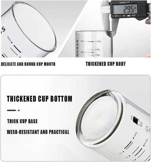 Alt view image 5 of 6 - Cup With Measurements for Drinking,10 OZ Drinking Glass With Measurements for Milk,Juice,Milkshake, Vegetable, Coffee, Ice Cream,for Elderly, Beginners, Weight Loss