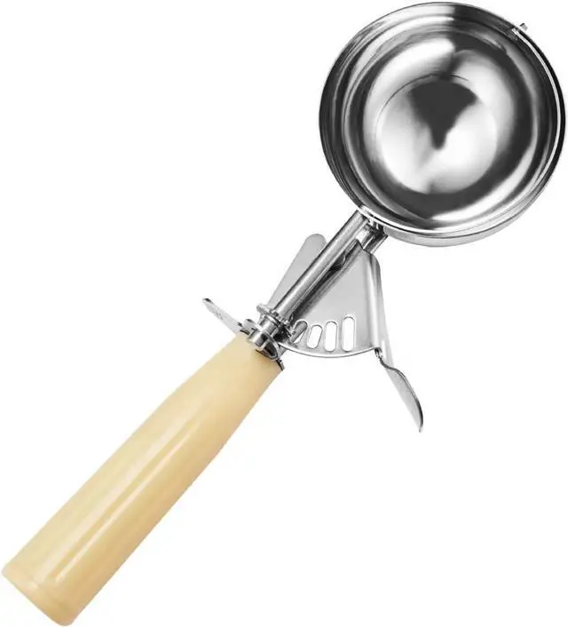 Main image of Saebye Portion Scoop - #6 (5.3 oz) - Disher, Food Scoop, Cupcake Scoop, Muffin Scoops - Portion Control - 18/8 Stainless Steel, Ivory Handle