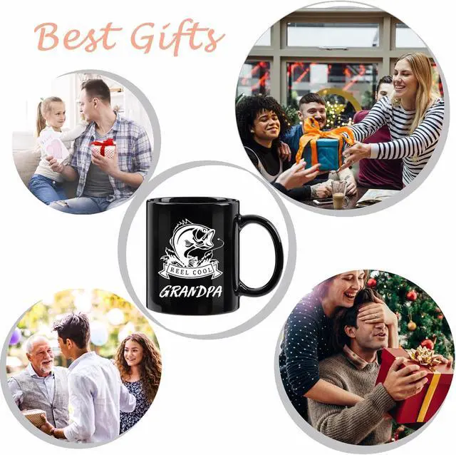 Alt view image 5 of 7 - Gifts for Grandpa, Grandpa Fishing Mug, Fathers Day Birthday Christmas Gifts for Grandfather from Grandchildren 11OZ Black