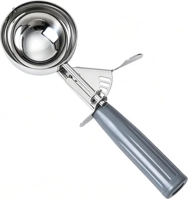 Main image of Fayomir 4 oz Scoop, Large Ice Cream Scoop with Trigger, #8 Portion Scoop, Muffin Scoop, Gray Handle, Food Scoop for Ice Cream, Muffin, Cupcake Batter, Mashed Potato, Cookie Dough