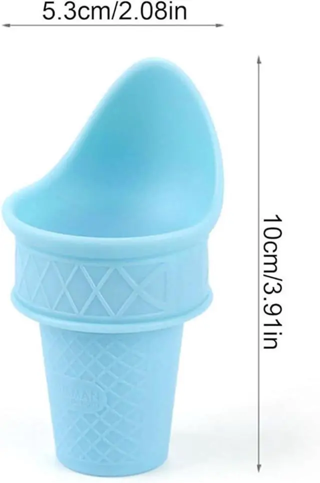 Alt view image 2 of 6 - Vanleonet 4Pcs Ice Cream Cone Holder, 2024 New Plastic Ice Cream Snow Cone Rack, Kiddie Cones Ice Cream Scoops, Reusable Food Grade Ice Cream Cup Spoon For Birthday Party, Gifts For Kids