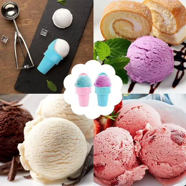 Alt view image 4 of 6 - Vanleonet 4Pcs Ice Cream Cone Holder, 2024 New Plastic Ice Cream Snow Cone Rack, Kiddie Cones Ice Cream Scoops, Reusable Food Grade Ice Cream Cup Spoon For Birthday Party, Gifts For Kids