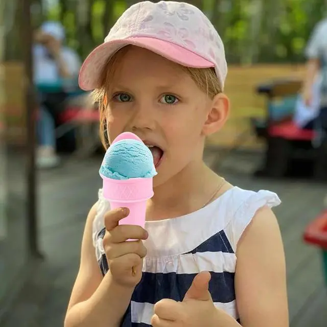 Alt view image 5 of 6 - Vanleonet 4Pcs Ice Cream Cone Holder, 2024 New Plastic Ice Cream Snow Cone Rack, Kiddie Cones Ice Cream Scoops, Reusable Food Grade Ice Cream Cup Spoon For Birthday Party, Gifts For Kids