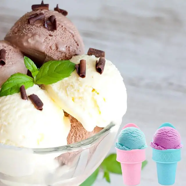 Alt view image 6 of 6 - Vanleonet 4Pcs Ice Cream Cone Holder, 2024 New Plastic Ice Cream Snow Cone Rack, Kiddie Cones Ice Cream Scoops, Reusable Food Grade Ice Cream Cup Spoon For Birthday Party, Gifts For Kids