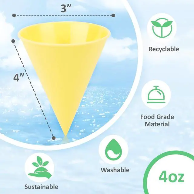 Alt view image 2 of 6 - Reusable Plastic Snow Cone Cups, Sturdy Shaved Ice Cups for Kids, Compatible with Nostalgia & Cuisinart Snow Cone Machine, Ideal for Smmer Party, Bright Colors, 4oz, Set of 6