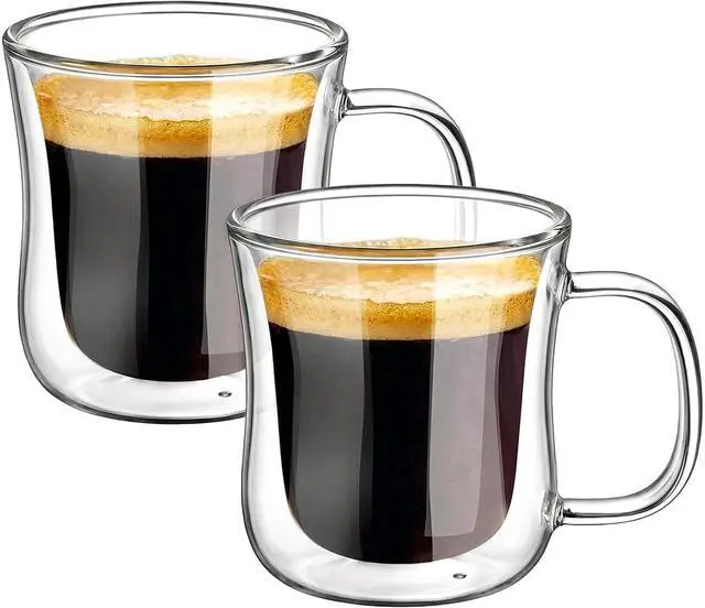 Main image of ecooe Espresso Cups 4 Oz Double Walled Glasses Coffee Mugs Set of 2 120 ml
