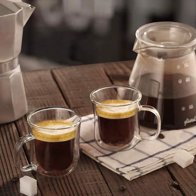 Alt view image 7 of 7 - ecooe Espresso Cups 4 Oz Double Walled Glasses Coffee Mugs Set of 2 120 ml