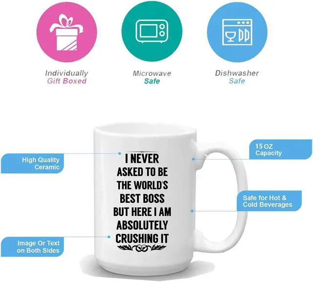 Alt view image 3 of 5 - Boss Gifts I Never Asked To Be The World's Best Boss, 15 oz
