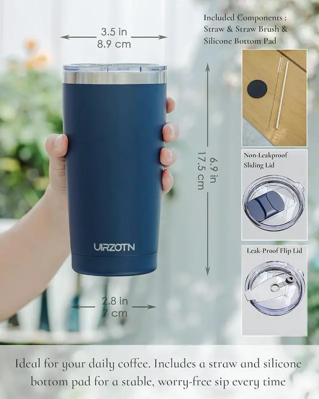 Alt view image 2 of 5 - 20oz Travel Coffee Tumbler, Insulated Travel Mug, Navy Blue