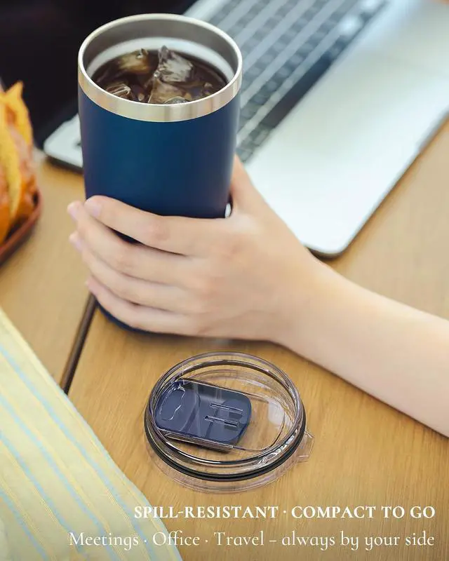 Alt view image 4 of 5 - 20oz Travel Coffee Tumbler, Insulated Travel Mug, Navy Blue