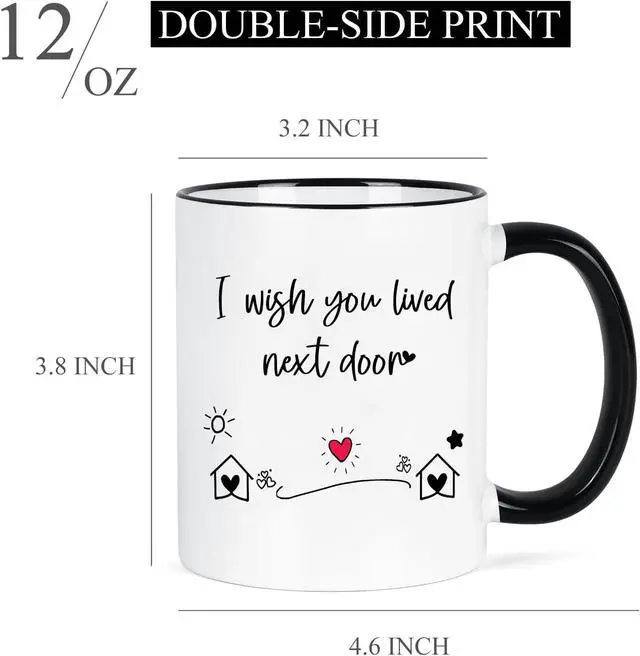 Alt view image 2 of 5 - Bestie Gifts for Women: Unique Friendship Gifts - 'I Wish You Lived Next Door' Coffee Mug, Black