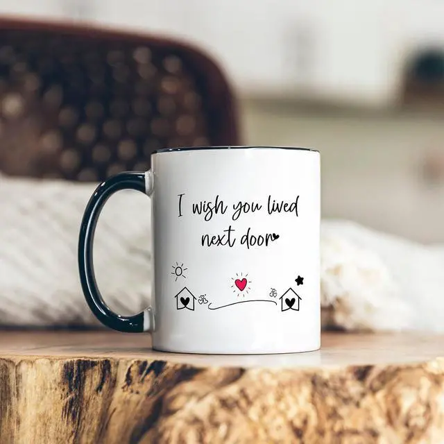 Alt view image 4 of 5 - Bestie Gifts for Women: Unique Friendship Gifts - 'I Wish You Lived Next Door' Coffee Mug, Black