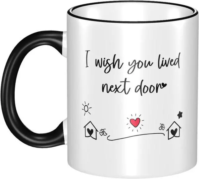 Alt view image 5 of 5 - Bestie Gifts for Women: Unique Friendship Gifts - 'I Wish You Lived Next Door' Coffee Mug, Black