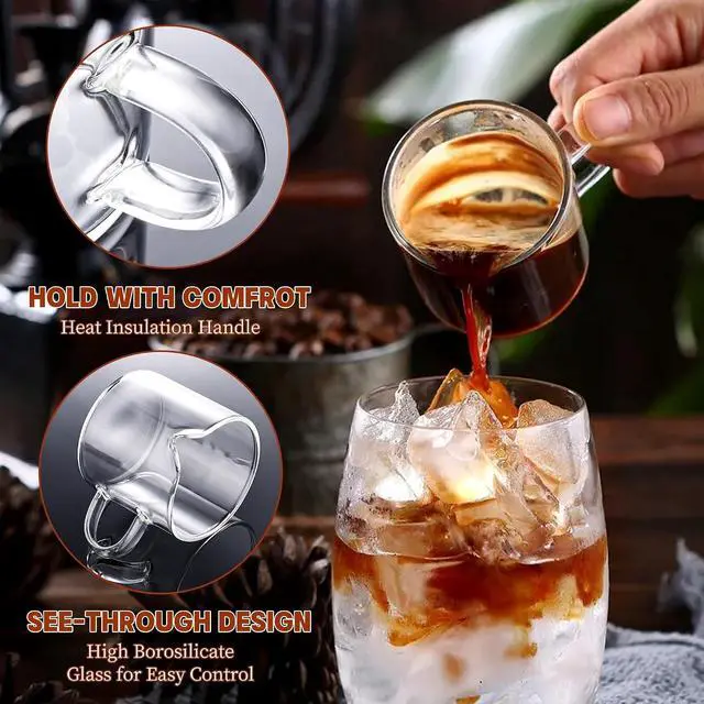 Alt view image 7 of 7 - Gulex Espresso Cups Shot Glass Coffee Cups with Pour Spout 4 oz Clear