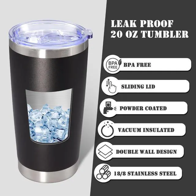 Alt view image 3 of 7 - 20 oz Tumbler Insulated Tumblers Stainless Steel Coffee Mug,Black 1PCS