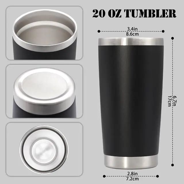 Alt view image 5 of 7 - 20 oz Tumbler Insulated Tumblers Stainless Steel Coffee Mug,Black 1PCS