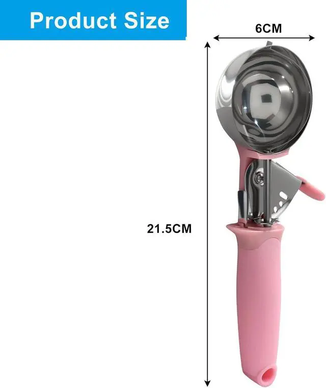 Alt view image 3 of 5 - 1pc Pink 3.27oz Stainless Steel Ice Cream Scoop