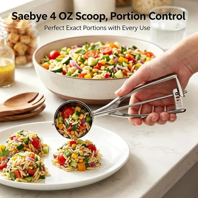 Alt view image 5 of 7 - Saebye 4 oz Scoop, #8 Cookie Scoop, Large Ice Cream Scoop with Trigger, Portion Scoop, Muffin Scoop, Cupcake Scoop, for Ice Cream, Muffin, Cupcake Batter, Mashed Potato, Cookie Dough