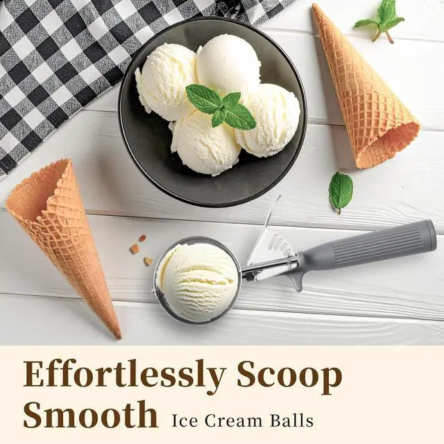Alt view image 5 of 7 - HOMURE H 4 oz Scoop, Large Ice Cream Scoop with Trigger, #8 Disher, Muffin Scoop, Portion Scoop, Cookie Scoop for Baking, Grey Handle, for Making Ice Cream Cookie Muffin Cupcake Mashed Potato