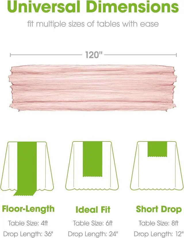Alt view image 5 of 7 - Pureegg 2 Pack Cheesecloth Table Runner 120 Inch Dusty Pink