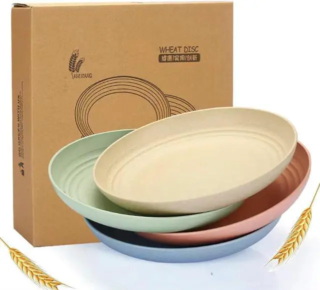 Main image of LRUUIDDE Unbreakable Cereal Dinner Plate, 9 Inch Wheat Straw Deep Reusable Plastic, Lightweight Salad Kids for Kitchen Camping BPA FREE Dishwasher Safe