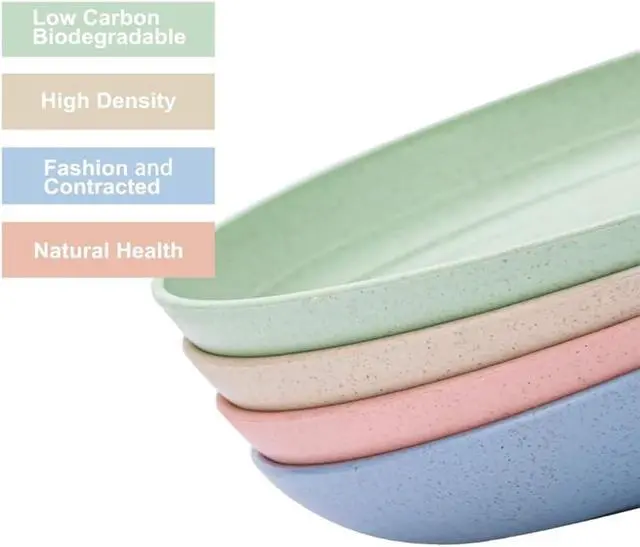 Alt view image 4 of 7 - LRUUIDDE Unbreakable Cereal Dinner Plate, 9 Inch Wheat Straw Deep Reusable Plastic, Lightweight Salad Kids for Kitchen Camping BPA FREE Dishwasher Safe