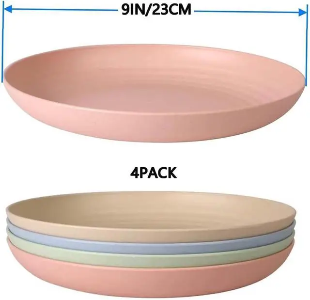 Alt view image 6 of 7 - LRUUIDDE Unbreakable Cereal Dinner Plate, 9 Inch Wheat Straw Deep Reusable Plastic, Lightweight Salad Kids for Kitchen Camping BPA FREE Dishwasher Safe