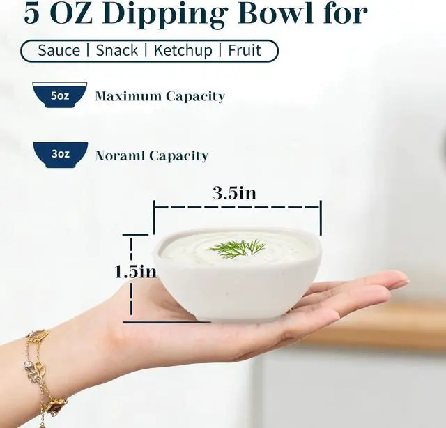 Alt view image 2 of 7 - 5 OZ Sauce Bowls Set of 6, Unbreakable Dipping Sauce Cups - White