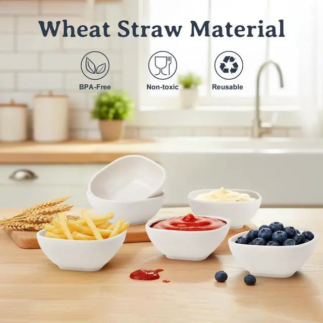 Alt view image 3 of 7 - 5 OZ Sauce Bowls Set of 6, Unbreakable Dipping Sauce Cups - White