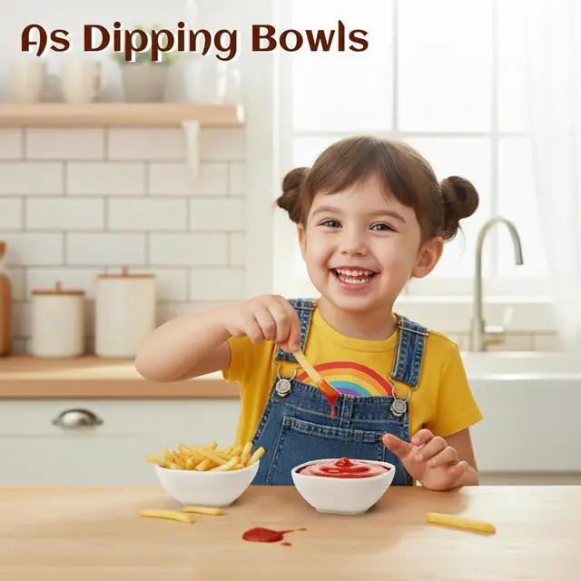 Alt view image 6 of 7 - 5 OZ Sauce Bowls Set of 6, Unbreakable Dipping Sauce Cups - White