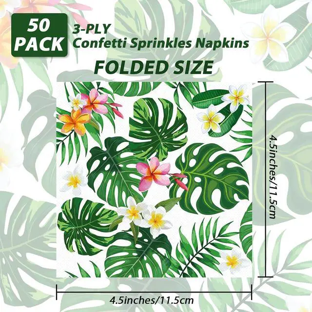 Alt view image 2 of 7 - Hawaiian Luau Napkins for Aloha Happy Birthday Party Supplies Tropical Tiki Themed Paper Napkins Disposable for Kids Baby Shower Summer Pool Beach Party Favors (50 Pack)